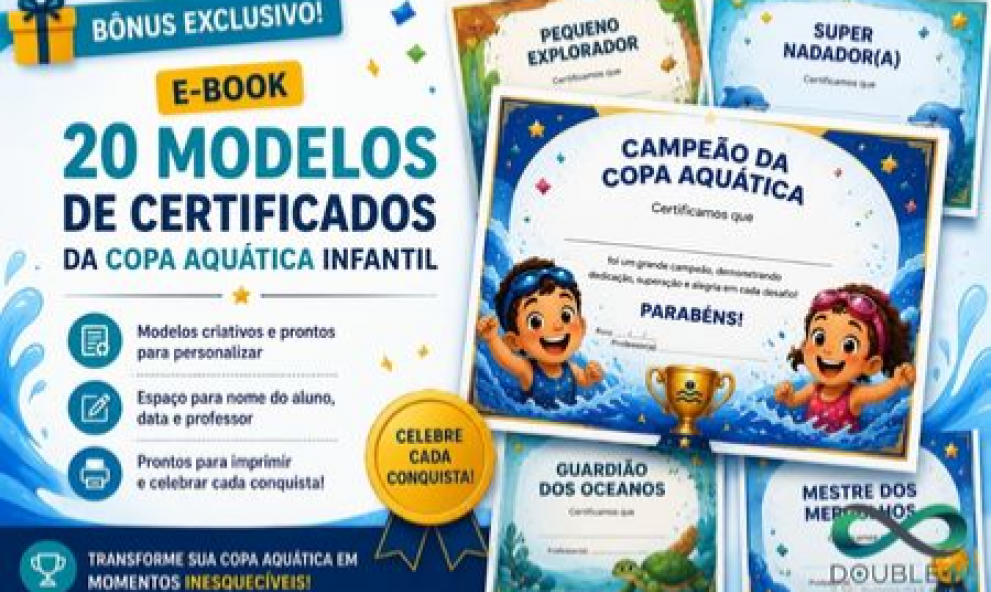E-book – 20 Modelos de Certificados da Copa Aquática Infantil