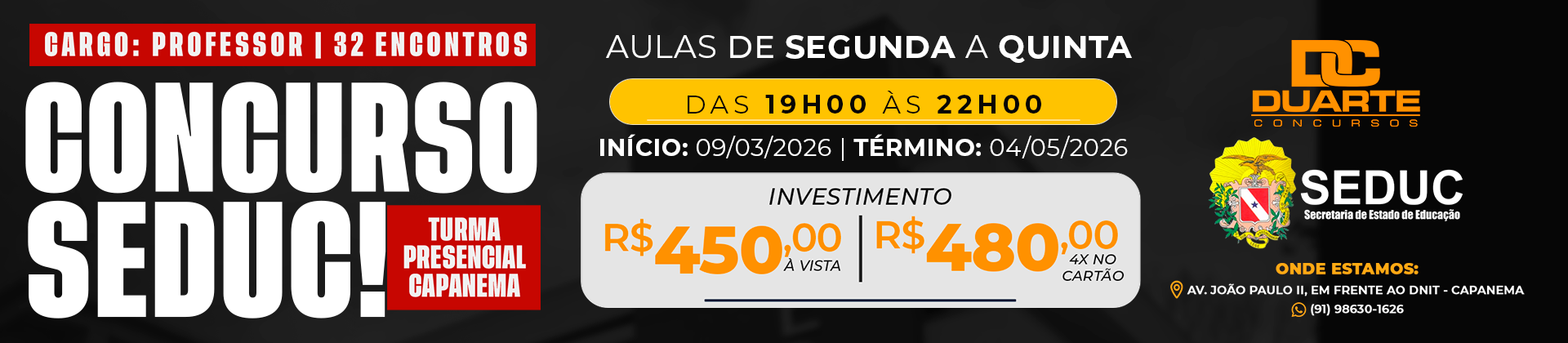 1º TURMA: SEDUC-PA (19h Seg / Qui)