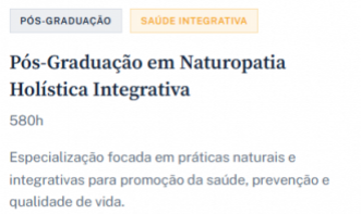 Pós-Graduação em Naturopatia Holística Integrativa