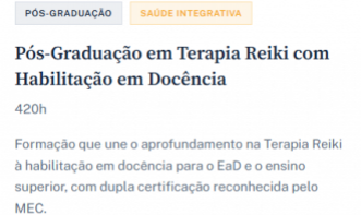 Pós-Graduação em Terapia Reiki com Habilitação em Docência EaD e no Ensino Superior