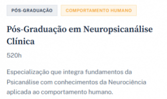 Pós-Graduação em Neuropsicanálise Clínica