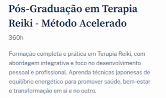 Pós-Graduação em Terapia Reiki - Método Acelerado