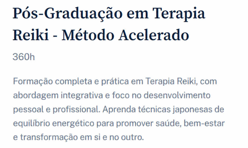 Pós-Graduação em Terapia Reiki - Método Acelerado
