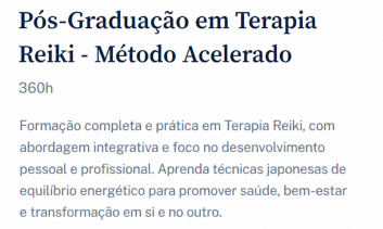 Pós-Graduação em Terapia Reiki - Método Acelerado