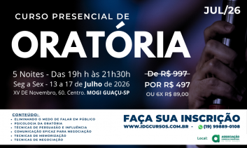 CURSO PRESENCIAL DE ORATÓRIA COM TÉCNICAS DE MEMORIZAÇÃO 2026