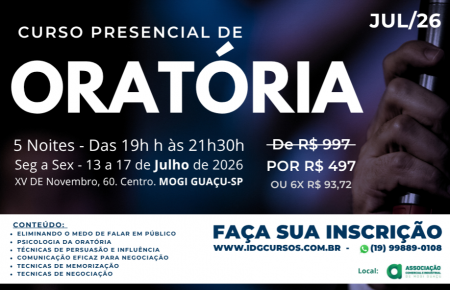CURSO PRESENCIAL DE ORATÓRIA 2026