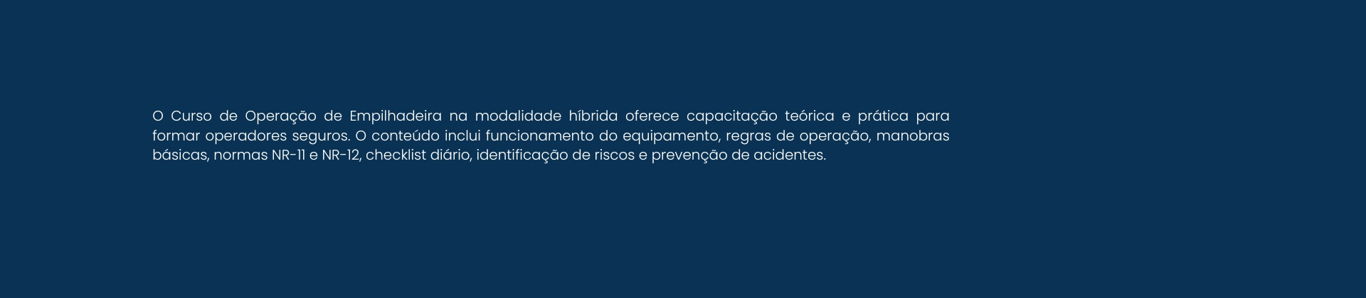 Curso de Operação de Empilhadeira – Modalidade Híbrida