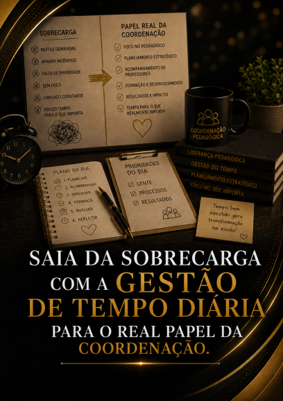 Saia da sobrecarga com a gestão de tempo diária para o real papel da coordenação.